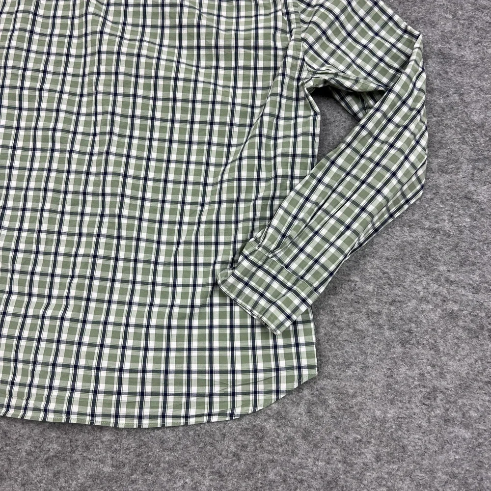 J Crew Shirt Mens XL Green Plaid Flex Washed Slim Untucked Button Up Stretch